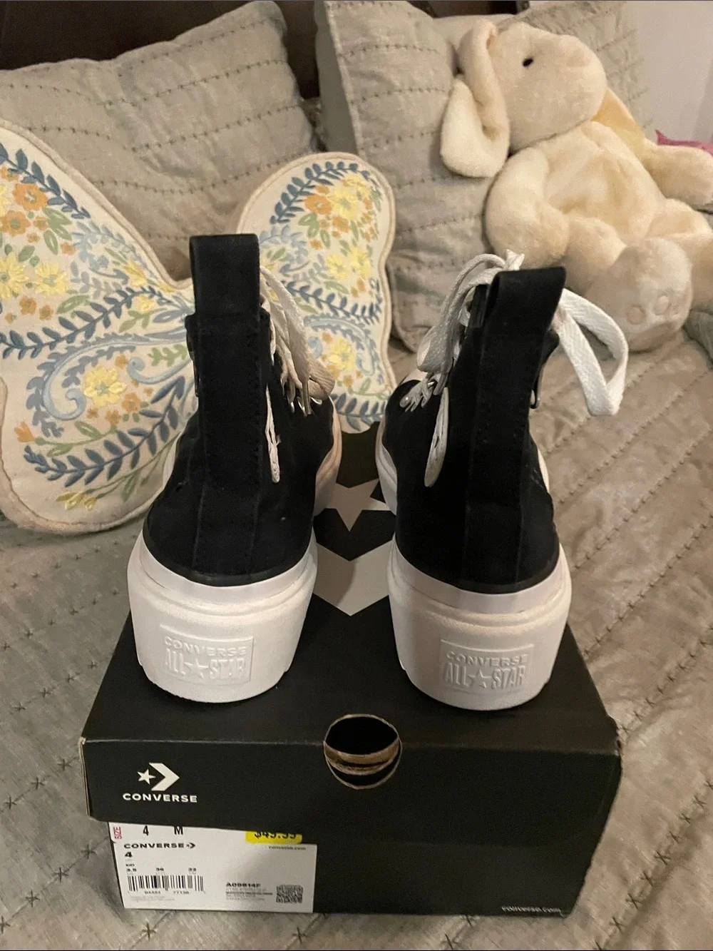 Converse Kids Black & White High-Top Platform Sneakers